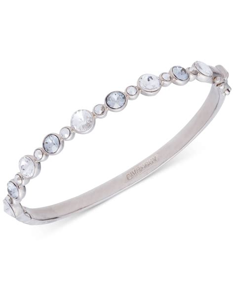 original givenchy silver tone muti crystal cuff bracelet|More.